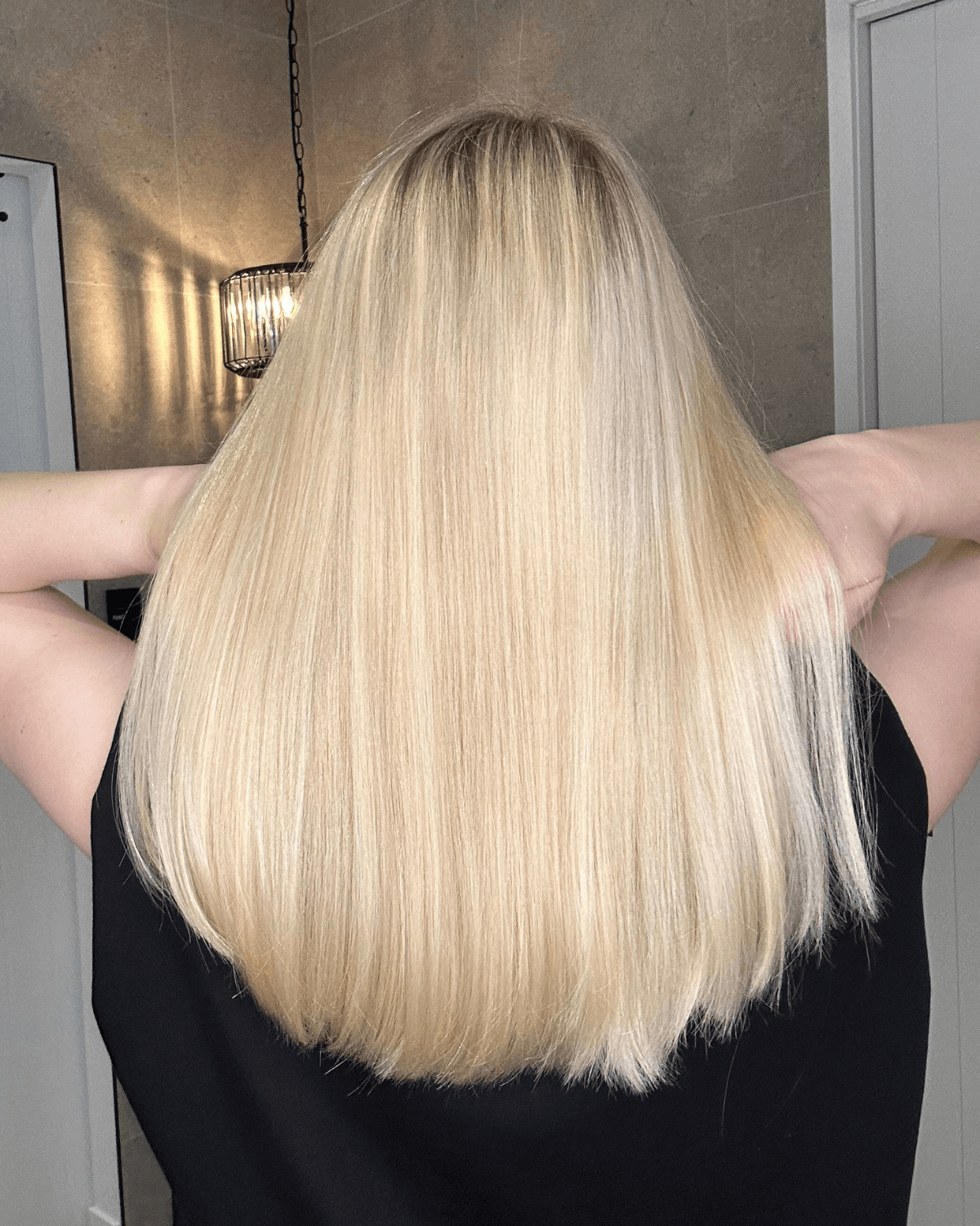 Blonde hair after using Sozo Hair Health products