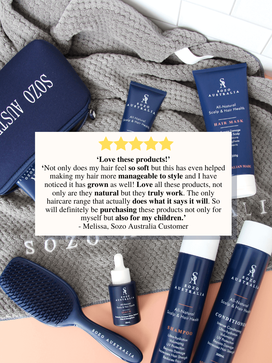 Customer review about the Sozo Hair Health products