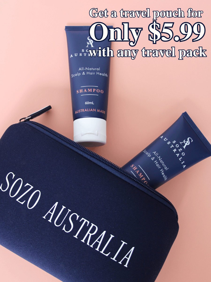 Sozo 60ml shampoo duo with travel pouch